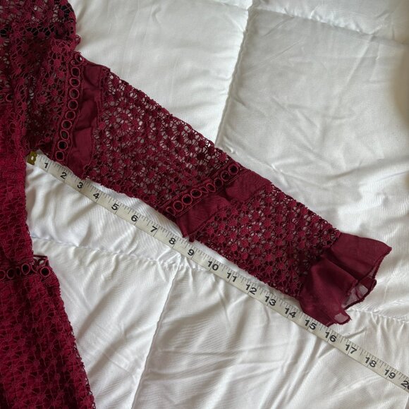 TWO SISTERS THE LABEL Women’s Size 4 Red/Wine Dress Crochet Lace Party Cocktail - Picture 6 of 7